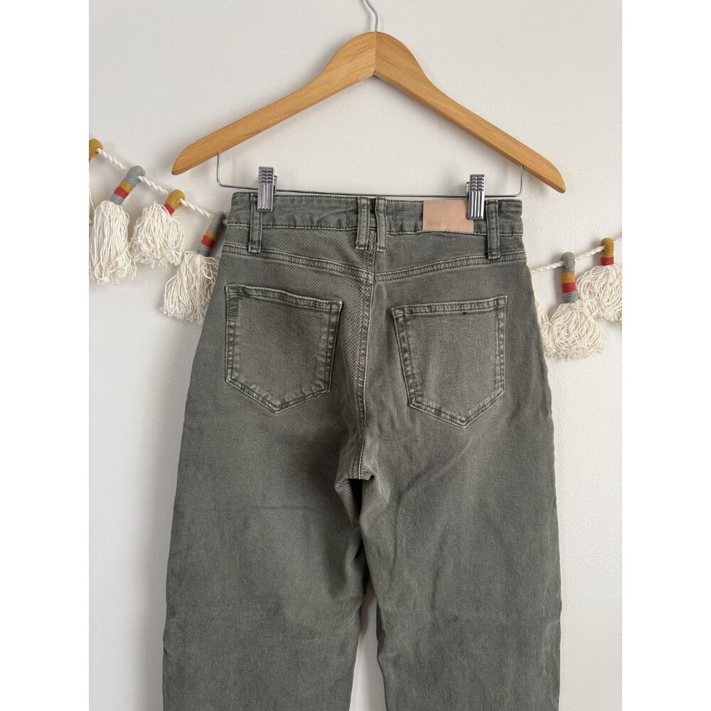 Paige Alexis Cargo Barrel Leg In Vintage Ivy Green Jeans Cotton Blend Denim 25 - Picture 11 of 12